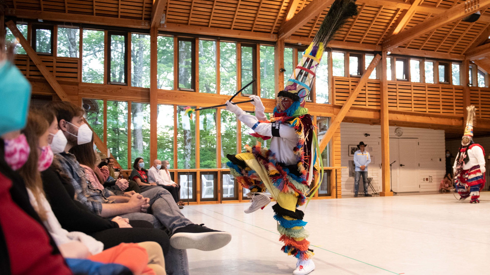 A masked dancer in the Warwick Gombey Troupe from Bermuda performs at Jacob's Pillow Dance Festival. Press photo courtesy of the Pillow