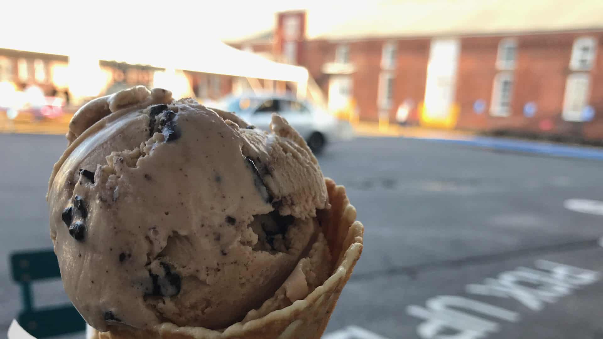 Tunnel City Coffee in the Mass MoCA courtyard serves local ice cream from High Lawn Farm in Lee.