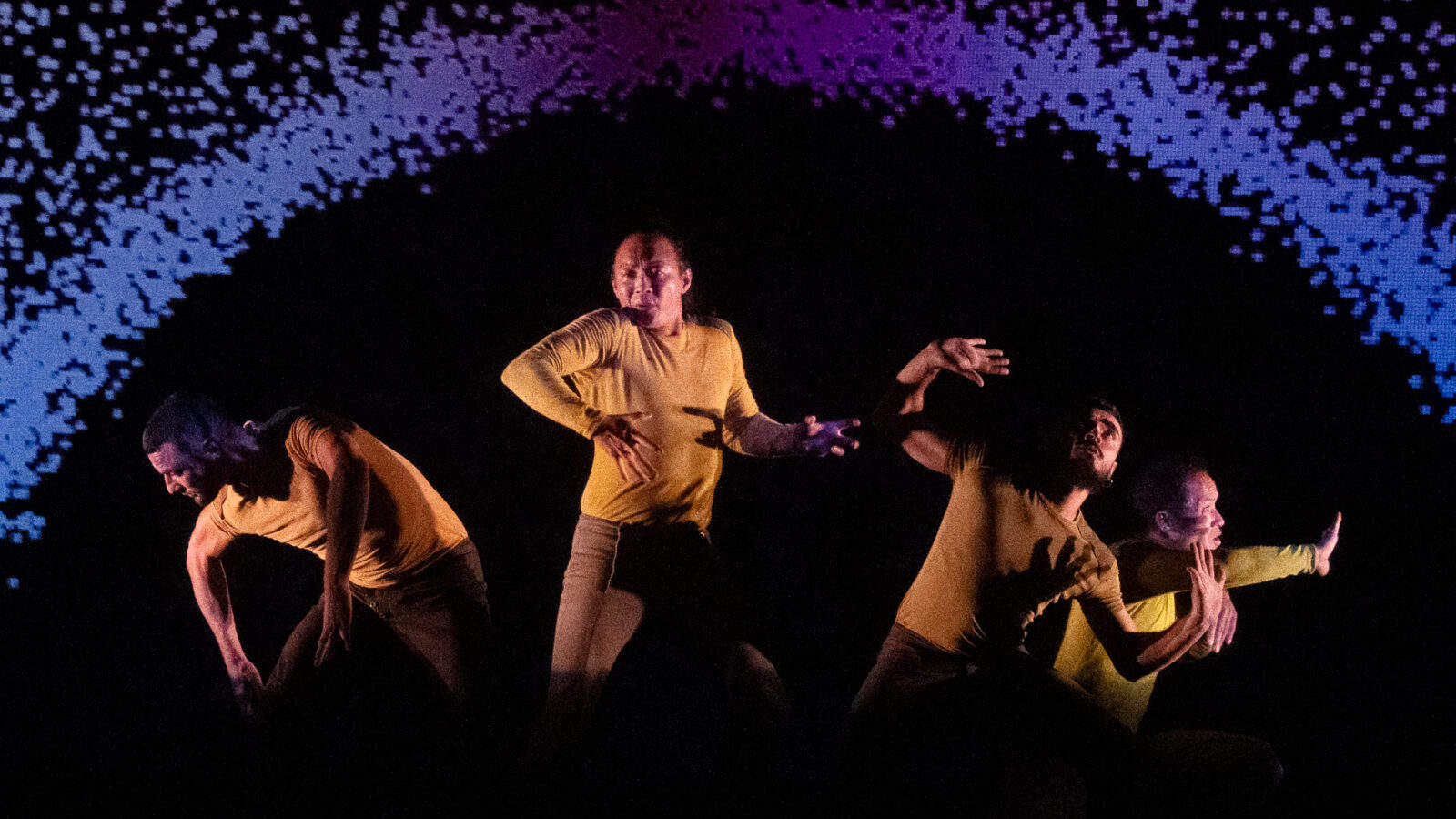 Dancers in Compagnie Käfig perform with lights in digital projections in in 'Pixel.' Press photo courtesy of Jacob's Pillow Dance Festival