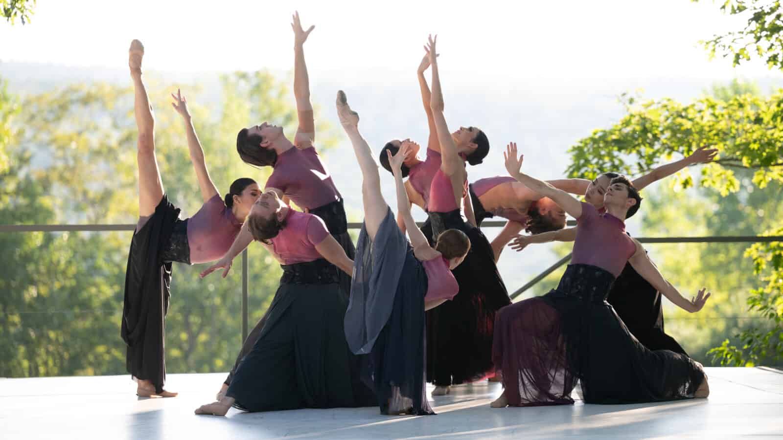 Dancers with the Tulsa Ballet perform on the outdoor stage at Jacob's Pillow. Press photo courtesy of Jacob's Pillow Dance Festival