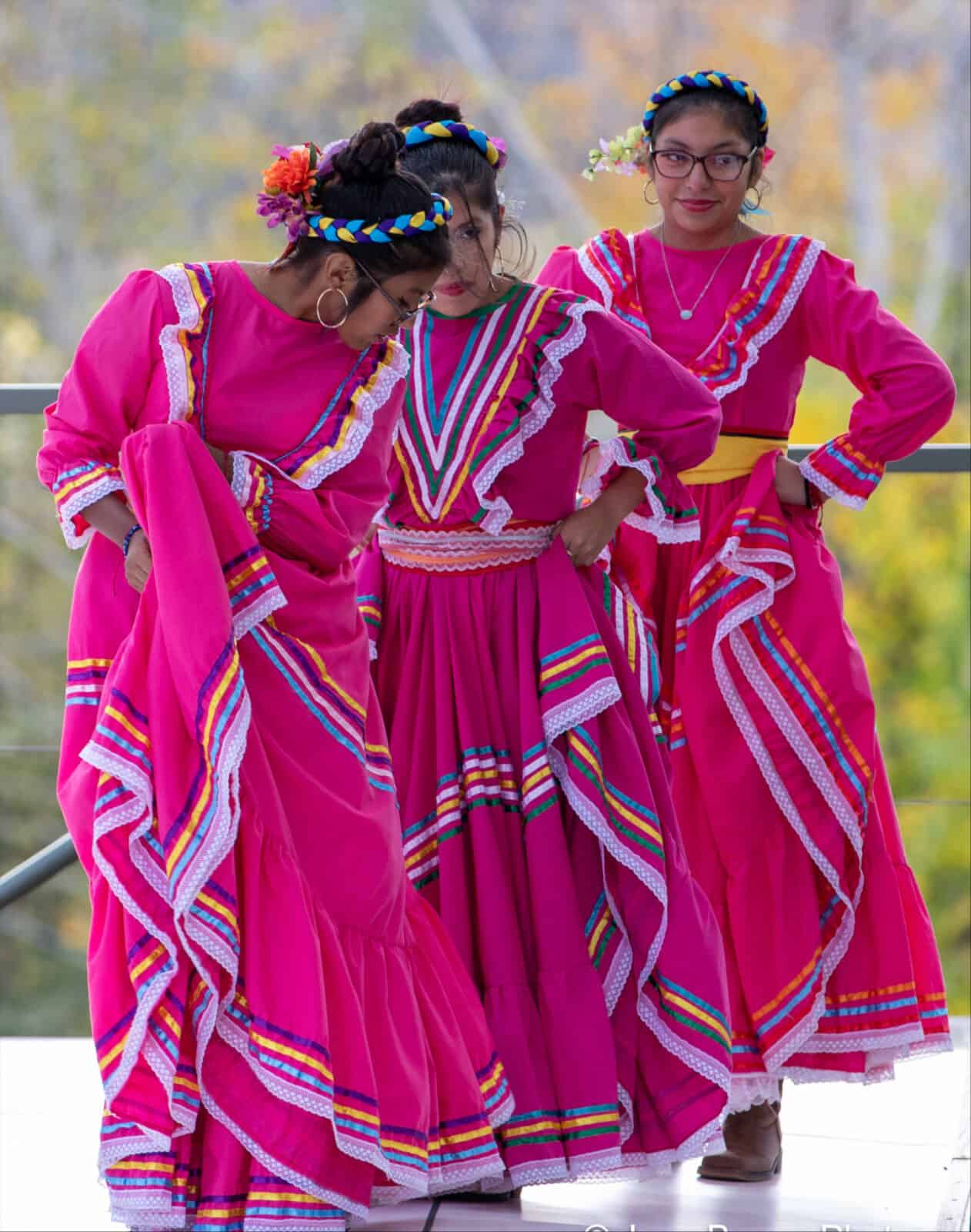 Dancers from Latinos Unidas perform a folkloric dance from Mexico on the Leir Stage at Jacob's Pillow in the BRIDGE gala. Press photo courtesy of BRIDGE
