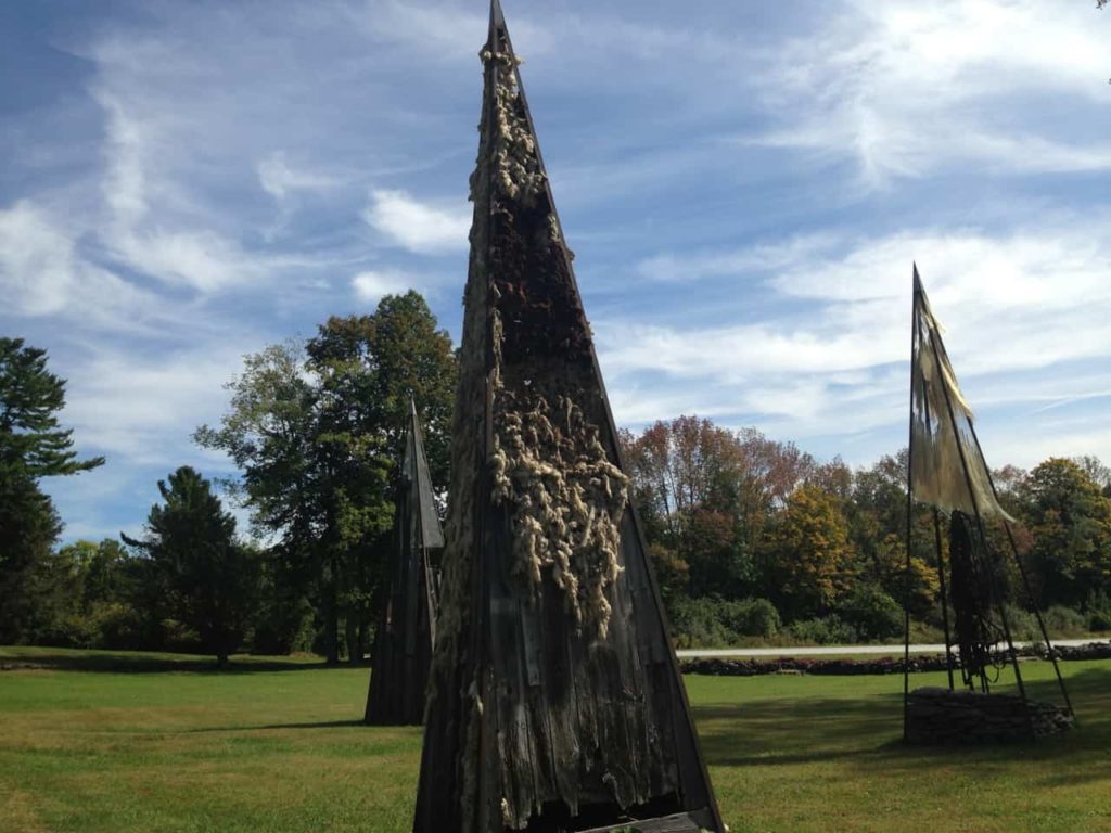 Nancy Winship Milliken's 'Landmarks' pay tribute to New England farms with constructions of old wood, wool, harness and steel. Photo by Kate Abbott