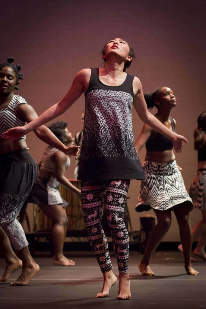 Dancers perform in Kusika, the West African dance ensemble at Williams College. Photo by David Dashiell, courtesy of Williams College.