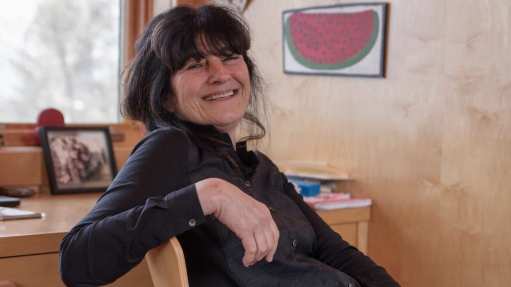 Ruth Reichl relaxes at her desk. Photo courtesy of Berkshire Festival of Women Writers.