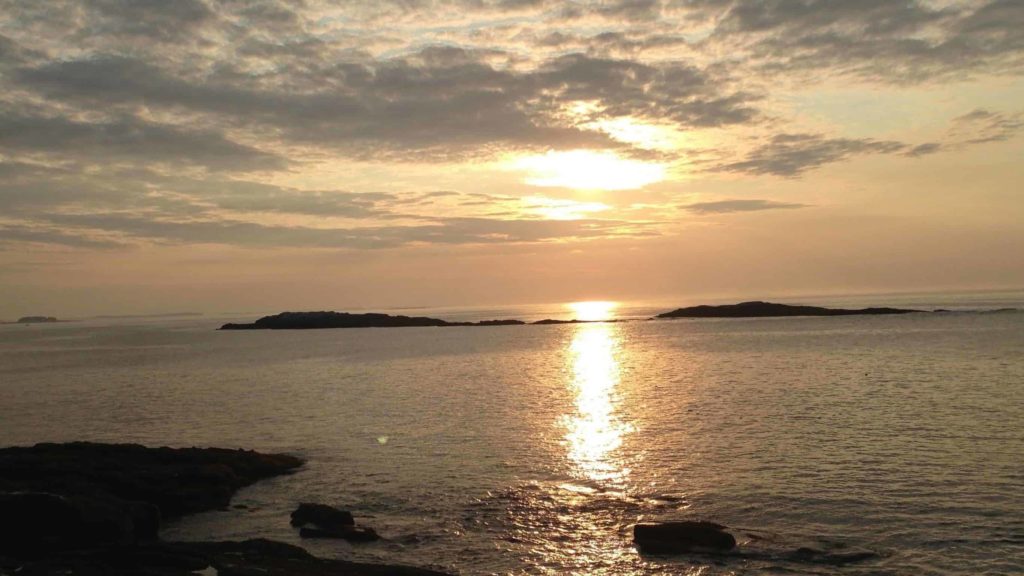 The Maine coast glows a few minutes past sunrise.