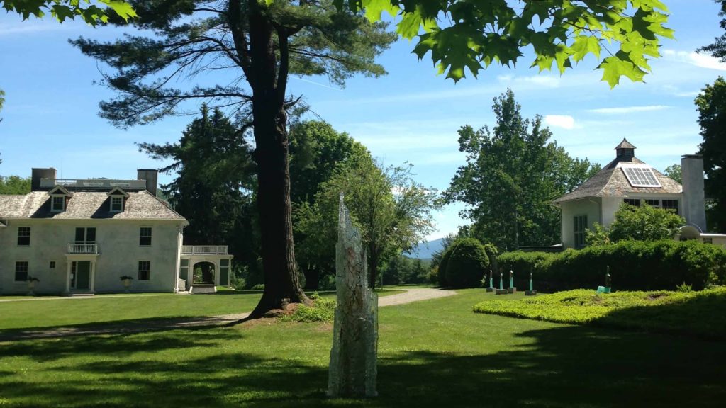 Glass art gleams in an outdoor exhibit at Chesterwood in summer 2016.
