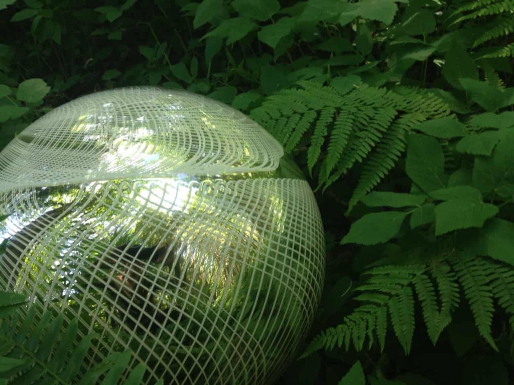 Nancy Callan's glass globes glow on a sunny afternoon at Chesterwood.