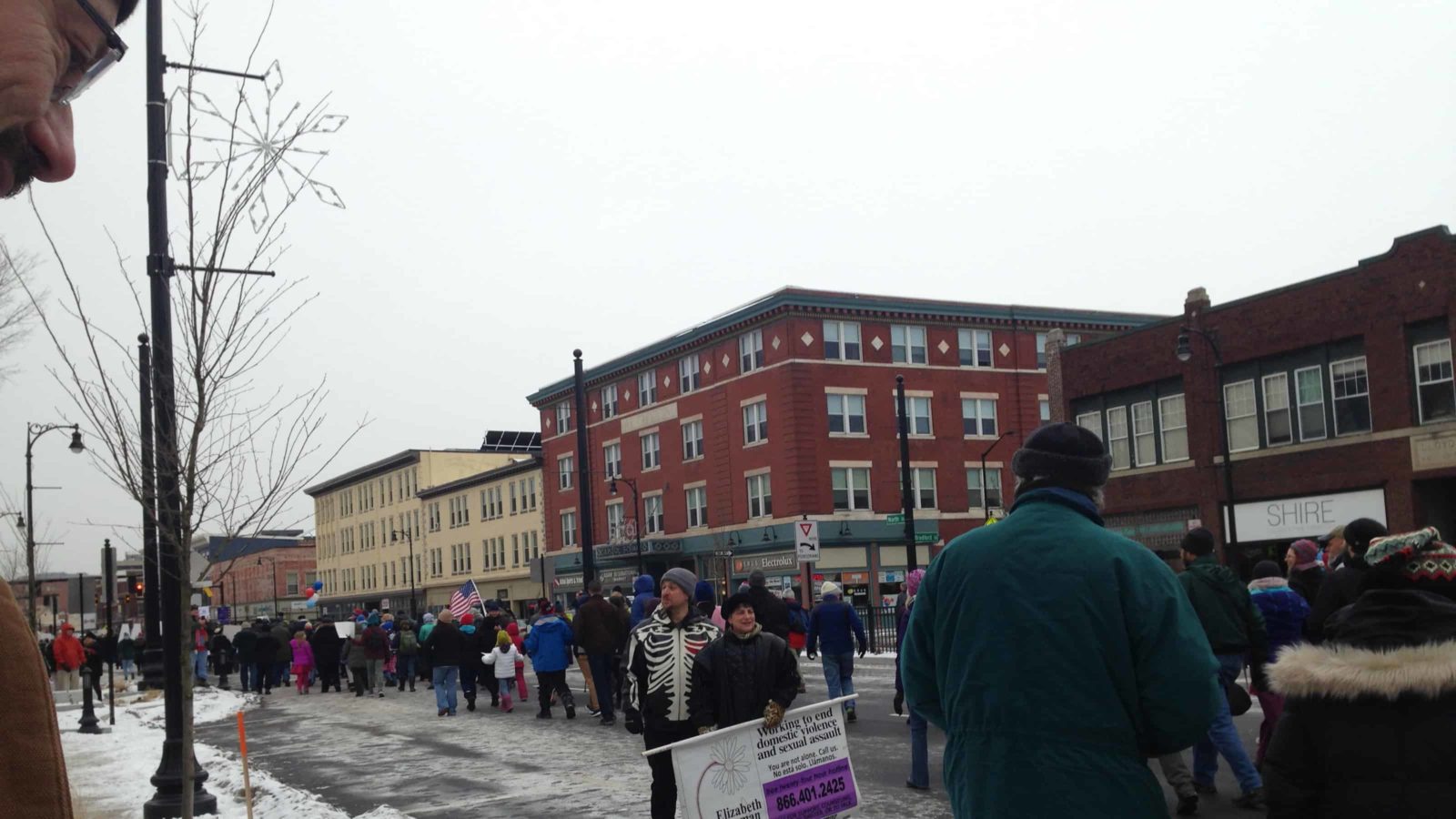 Marchers at a Four Freedoms rally fill North Street in January 2017.