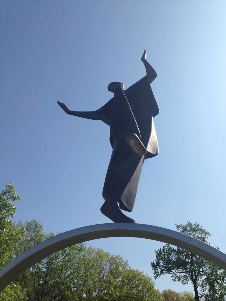 Carol Gold's bronze sculpture, 'Infinite Dance,' stands poised at the center of Pittsfield.