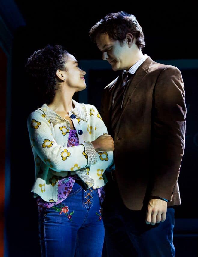 Lauren Ridloff and Joshua Jackson perform this summer with Berkshire Theatre Group in Children of a Lesser God: Sarah, a woman deaf from birth, loves the buoyabnt clarity of sign, and she meets James, a speech therapist, at a school for the deaf. Photo by by Matthew Murphy courtesy of Berkshire Theatre Group