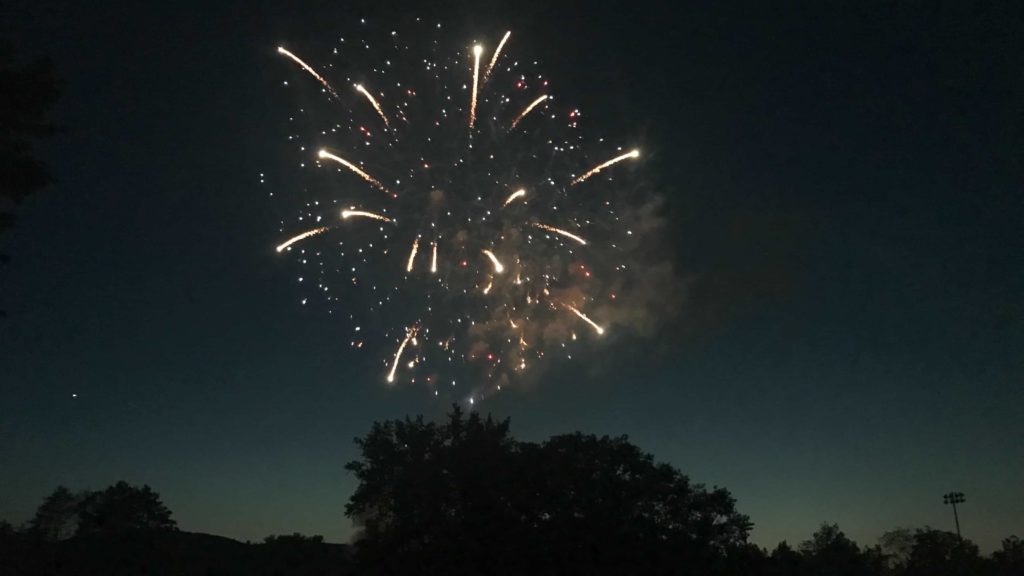 Fireworks light the sky in Williamstown on July 4.