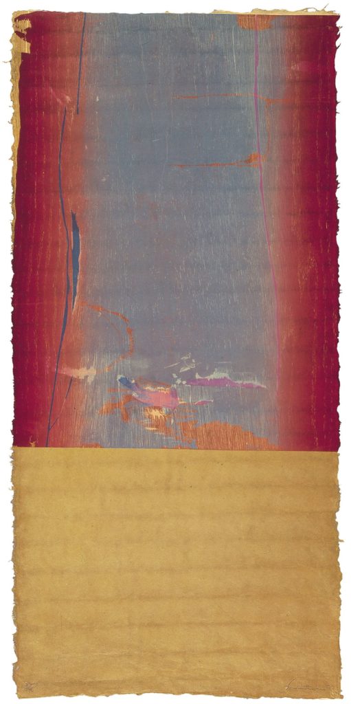 Helen Frankenthaler's color field painting, 'Essence Mulberry,' courtesy of the Clark Art Institute