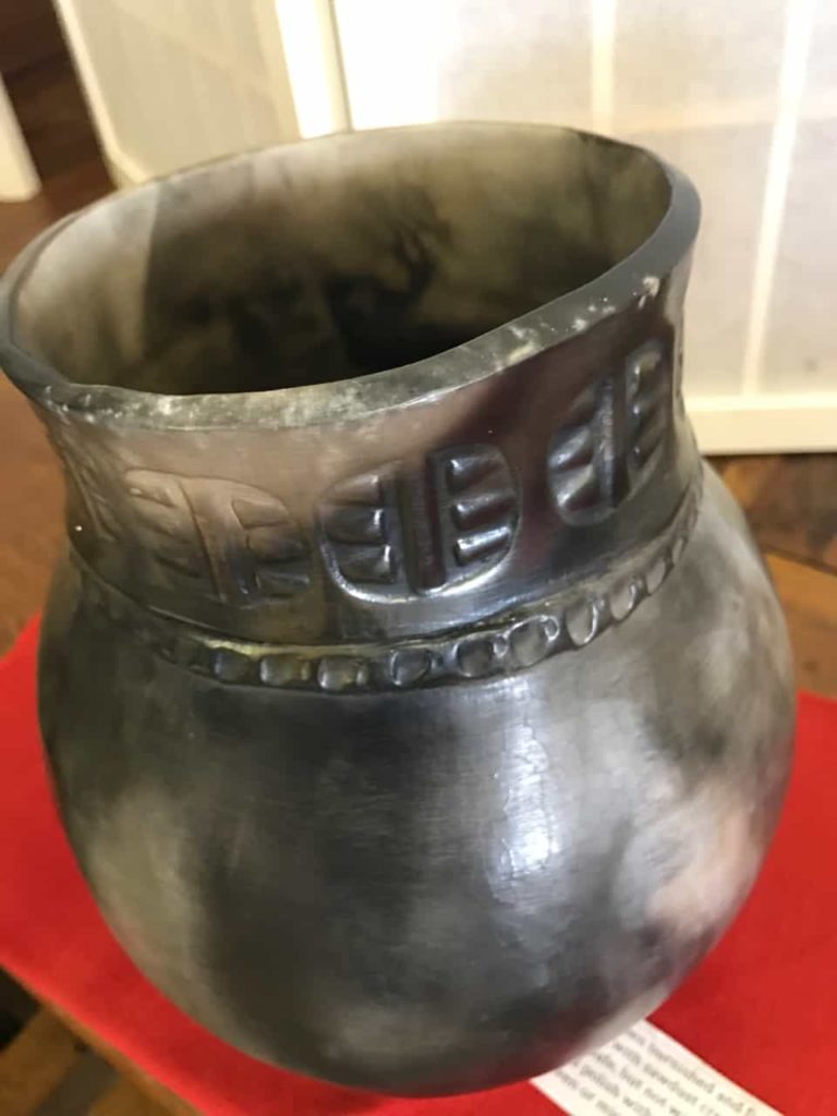 Traditional wood firing gives Margie Skaggs' vessel a patina of smoke and ash.