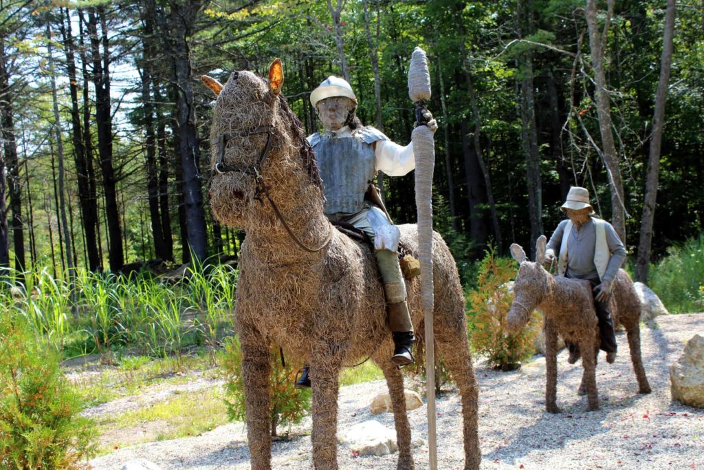 Don Quixote rides with Sancho Panza, the peasant laborer — greedy but kind, faithful but cowardly — Quixote takes as his squire. (Hint: Route 112 near the Ashfield town line.)
