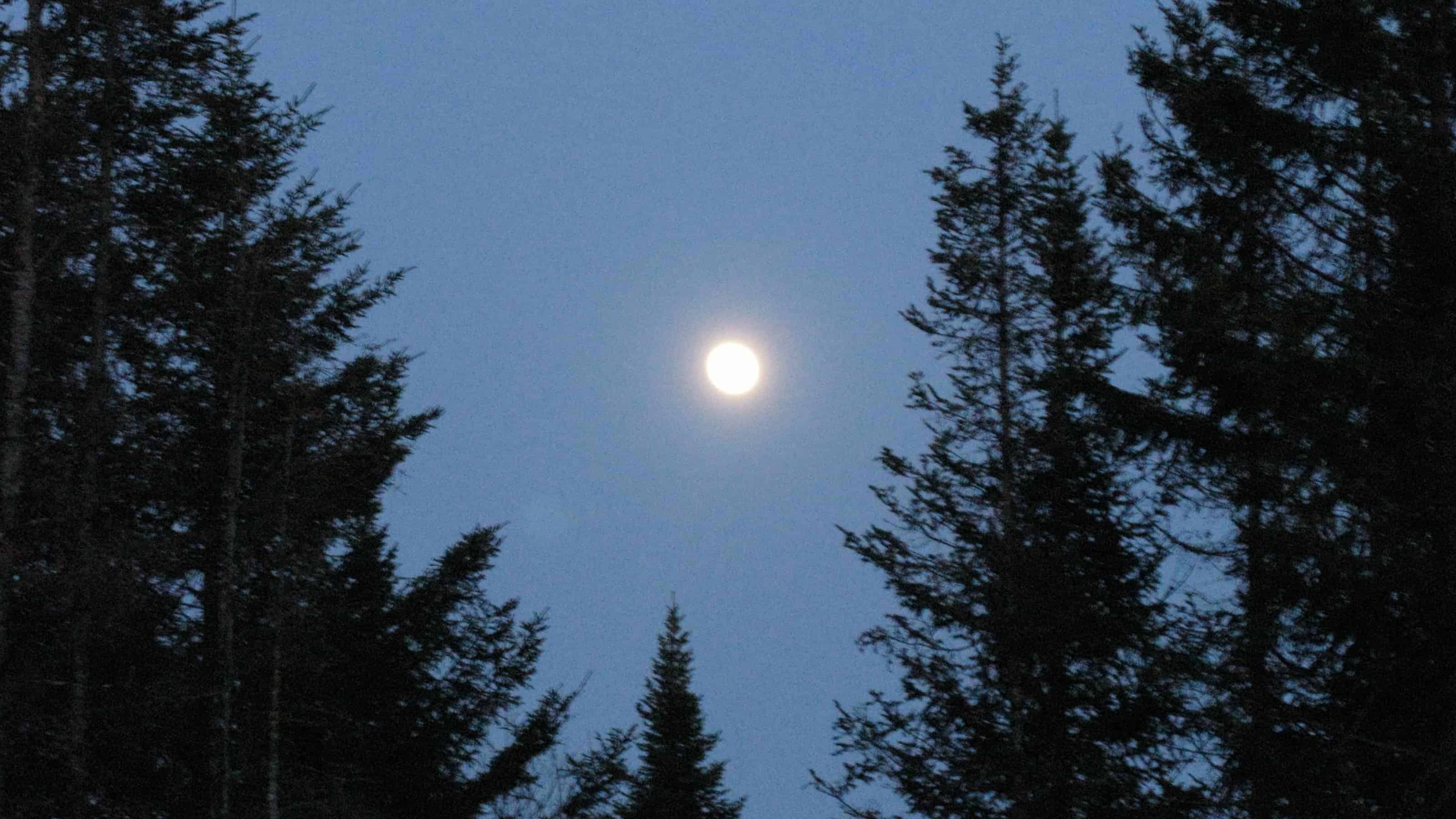 The full moon rises over Tamarack Hollow and the Hoosac mountain range.