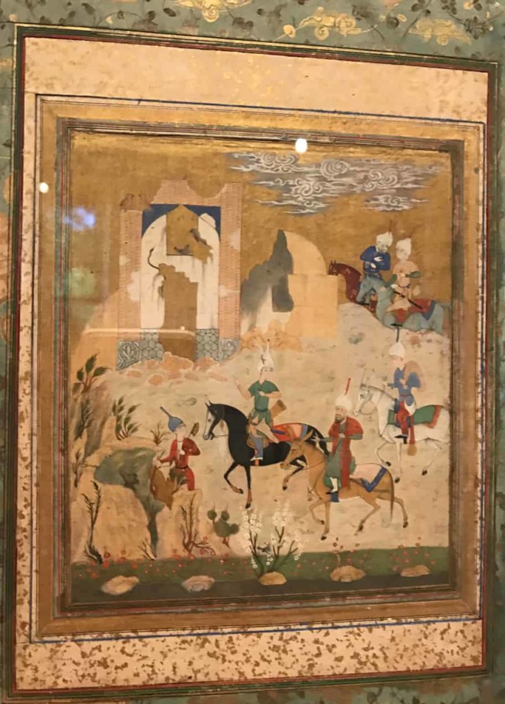 An illustration from an unidentified manuscript, possibly the Masnavi of Jalal al-Din Muhammad Rumi, an Iranian manuscript from the Safavid dynasty, 1501-1723, now at the Yale Art Museum in New Haven.