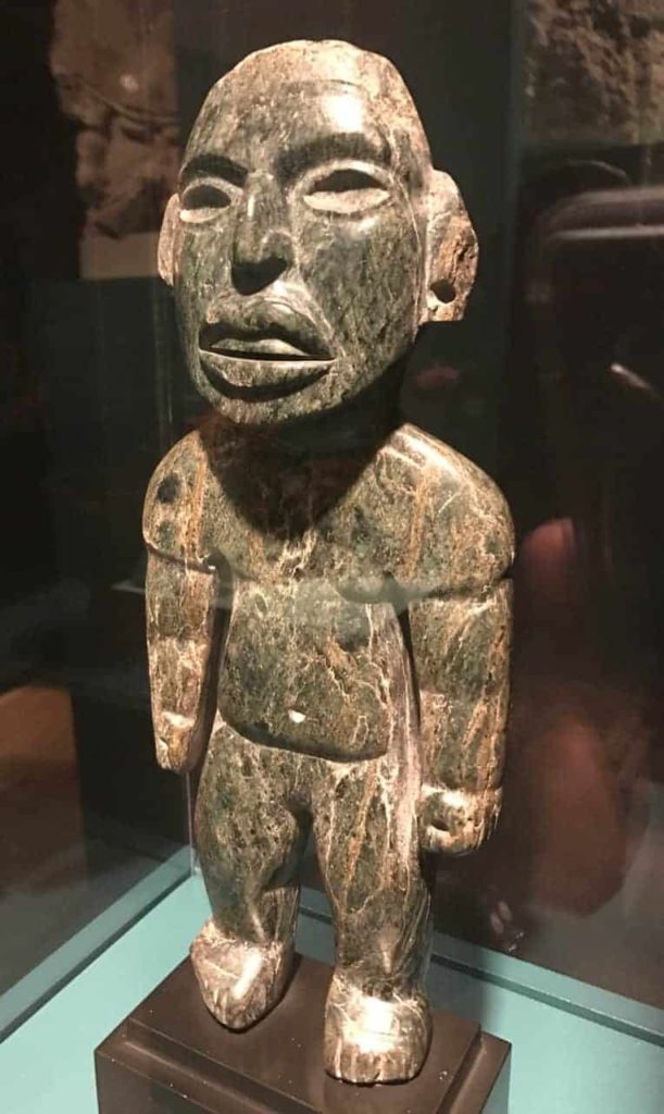 A green stone figure from Teotihuacán, 250 to 650 CE. On loan from the Worcester Art Museum. Photo by Kate Abbott
