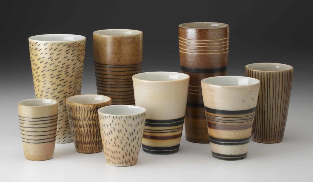 Wood-fired cups show the work of Hilltown artist James Guggina in the Asparagus Valley Pottery Trail.