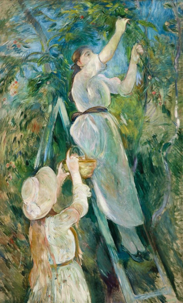 Berthe Morisot's Impressionist painting, 'The Cherry Tree,' oil on canvas, appeared at the Clark Art Institute in Women Artists in Paris 1850 to 1910.
