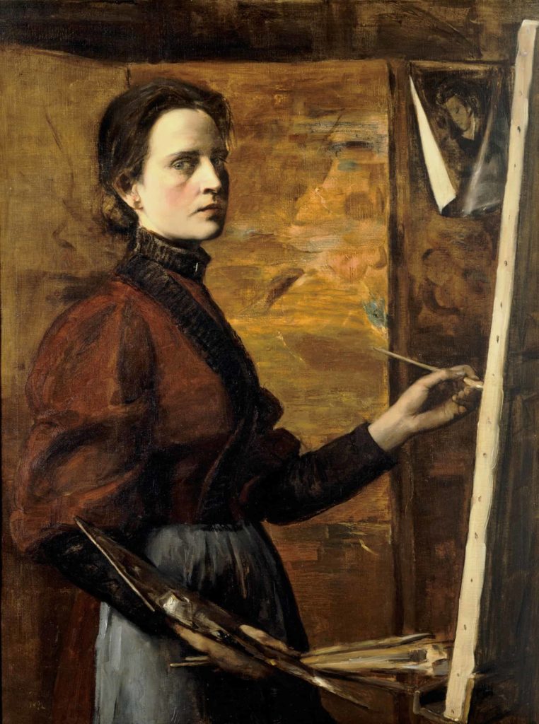 Elizabeth Nourse's direct self portrait of herself painting at the easil appeared at the Clark Art Institute in Williamstown in Women Artists in Paris 1850 to 1910.