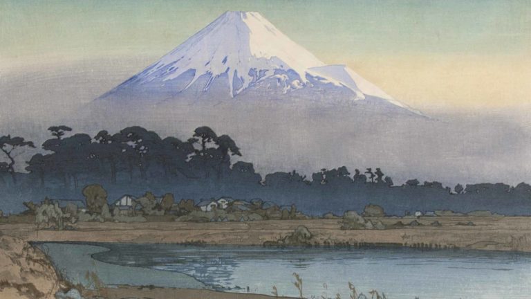 Yoshida Hiroshi, 1876-1950, Fujiyama-First Light of the Sun, 1926. Courtesy of the Hyde Collection and the University of Syracuse
