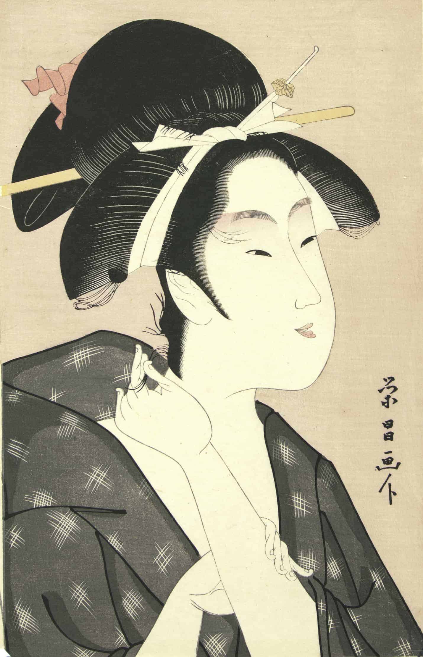 Hosoda Eishô (Chôkôsai), active 1793- 1799 Woman, c. 1800 Color woodcut on laid paper. Courtesy of the Hyde Collection and the University of Syracuse