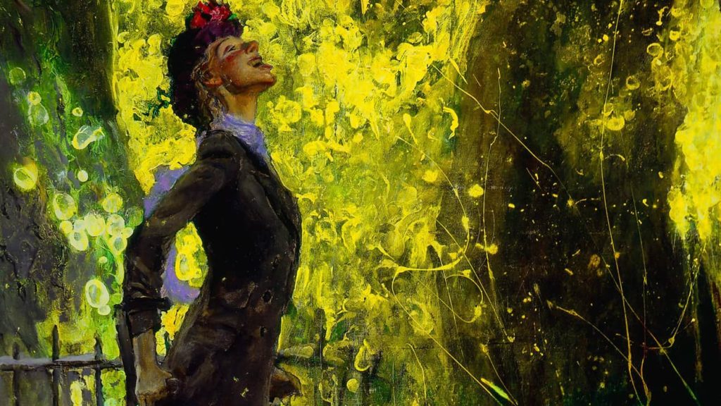 Close-up of Jamie Wyeth's luminous painting, 'Catching Pollen,' at the Norman Rockwell Museum