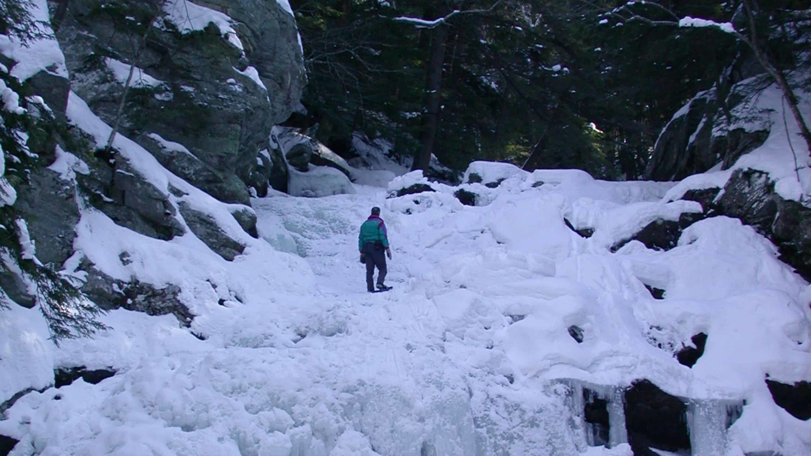 Scott Jervas of West Stockbridge scales the face of a frozen Wahconah Falls in Dalton.