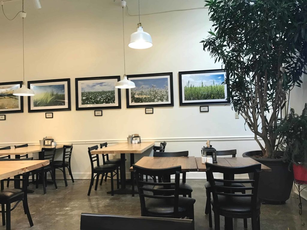 Local artwork brightens the walls at the Berkshire Mountain Bakery Pizza Cafe in Pittsfield.