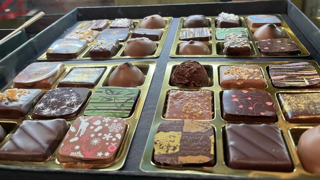 Chocolate Springs in Lenox makes their own chocolates filled with melting chcolate ganache in delicate flavors.