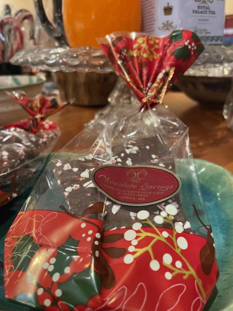 Chocolate Springs in Lenox makes peppermint bark from their own dark chocolate.