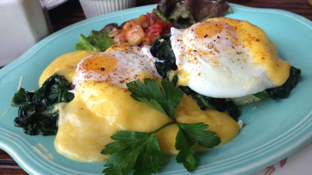 Eggs Florentine on homemade bread give savory richness on a brisk morning at Pleasant and Main in Housatonic.