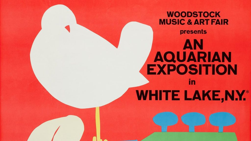 Closeup of the original Woodstock poster designed by Arnold Skolnick of Easthampton.