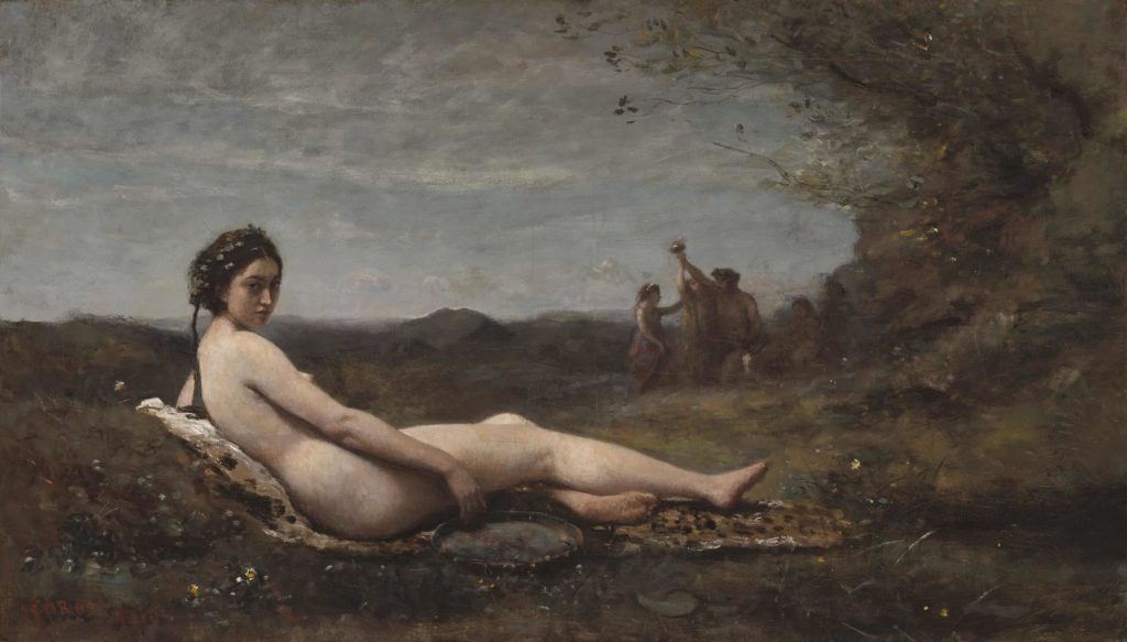 Repose, 1860, by Jean-Baptiste-Camille Corot (French, 1796 - 1875), reworked c. 1865/1870, appears in The Body, the Senses at the Clark Art Institute.