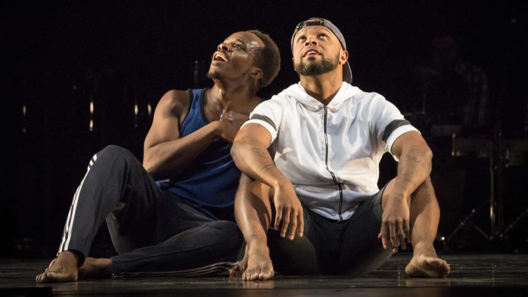 Maleek Washington and Timothy Edwards perform in Camille A. Brown's Ink. Photo courtesy of Camille A. Brown and Jacob's Pillow Dance Festival.