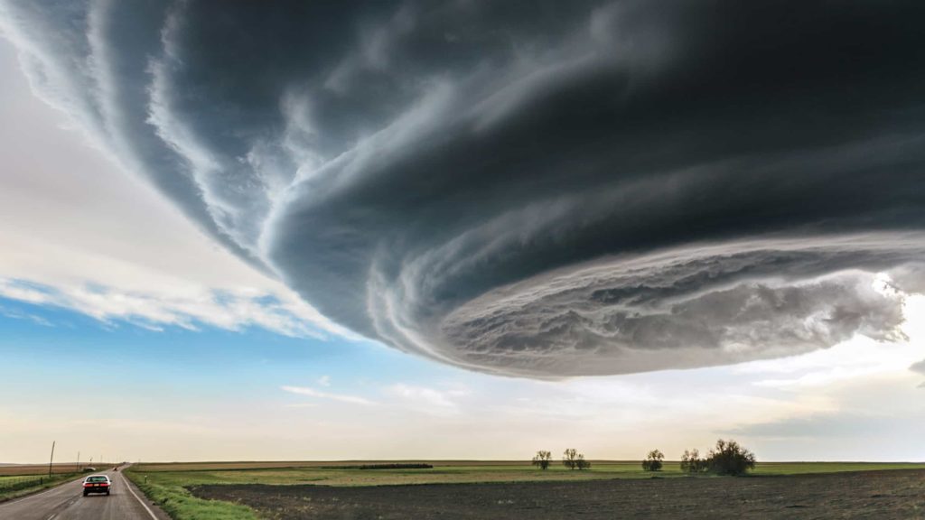 Supercell Storm Cloud An ominous storm cloud hovers over a field in eastern Colorado.