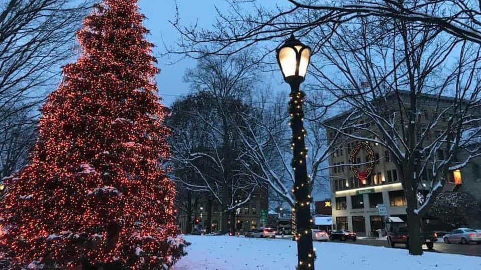 Winter at Park Square. Photo by Becky Manship, courtesy of Downtown Pittsfield Inc.