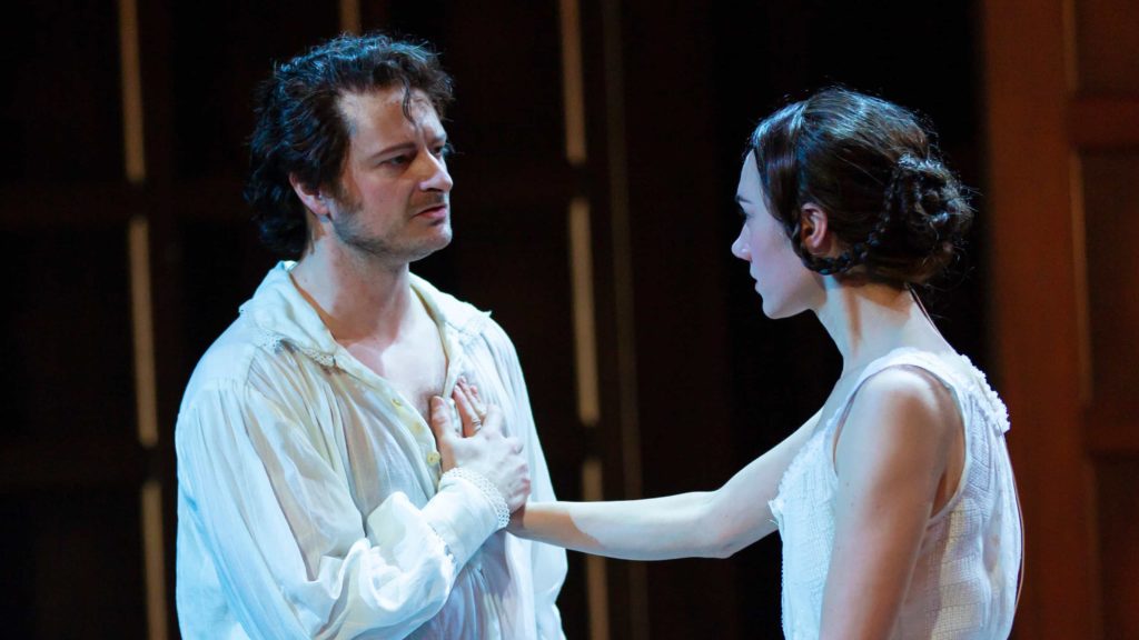 Helen Sadler and Chandler Williams perform as Jane Eyre and Mr. Rochester in a world premiere adaptation on Hartford Stage.