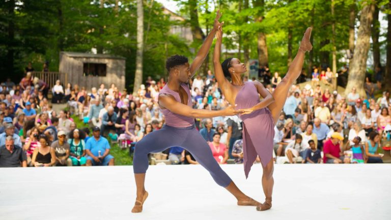 Performers with the Collage Dance Collective appear on the Inside / Out Stage at Jacob's Pillow Dance Festival.