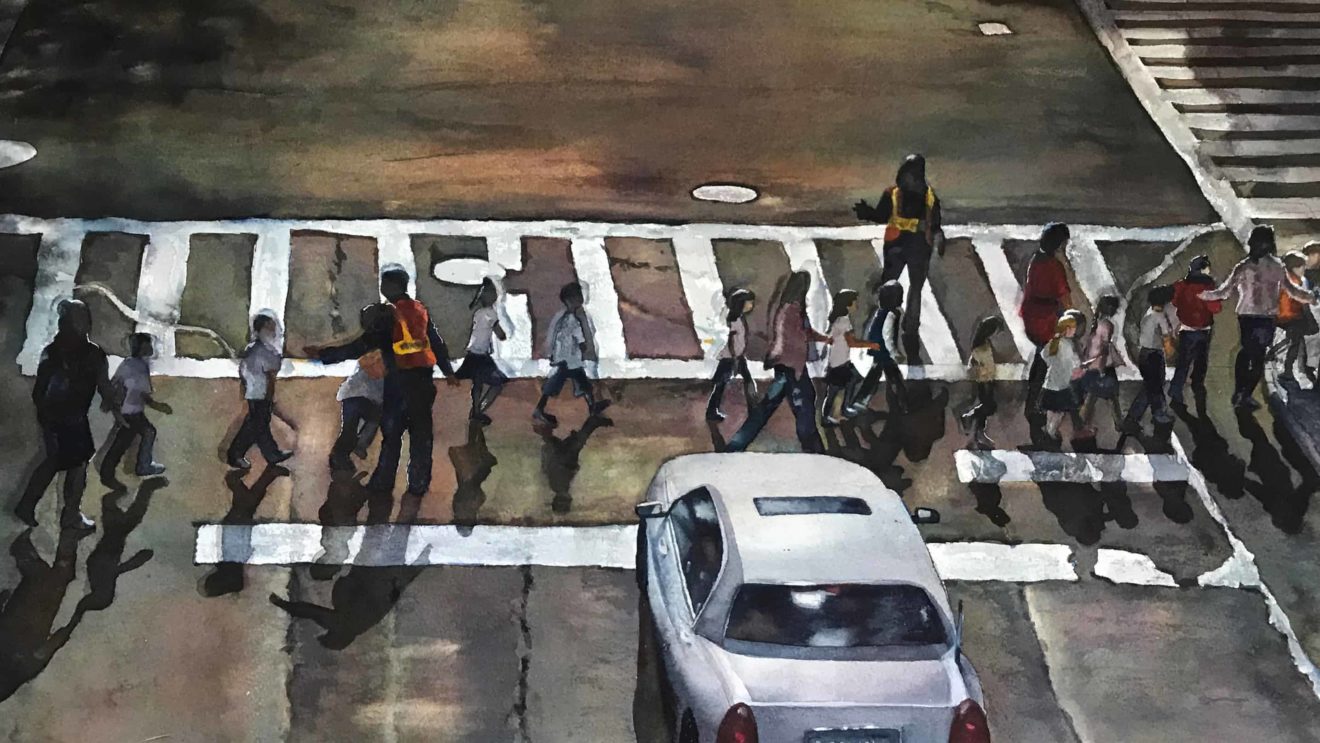 Marla Greenfield's Crosswalk appears in Art of the Hills: Narrative, a virtual group show at Berkshire Museum.