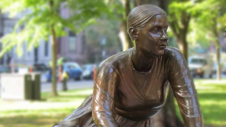Suffragist Lucy Stone appears in the Boston Women's Memorial on Commonwealth Ave. Creative Commons courtesy photo