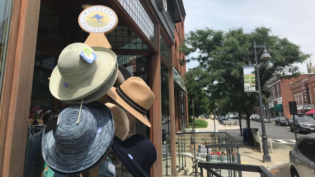 Nature's Closet sets out sun hats and summer outdoor apparel on Spring Street in Williamstown.