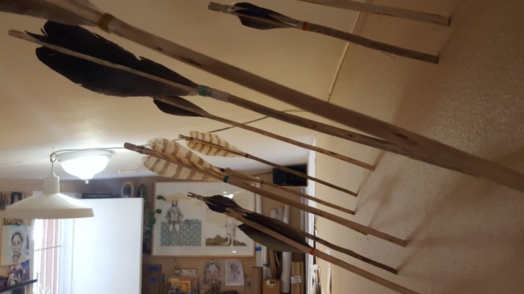 Trinh Mai creates arrows for an art installation in her studio in Southern California.
