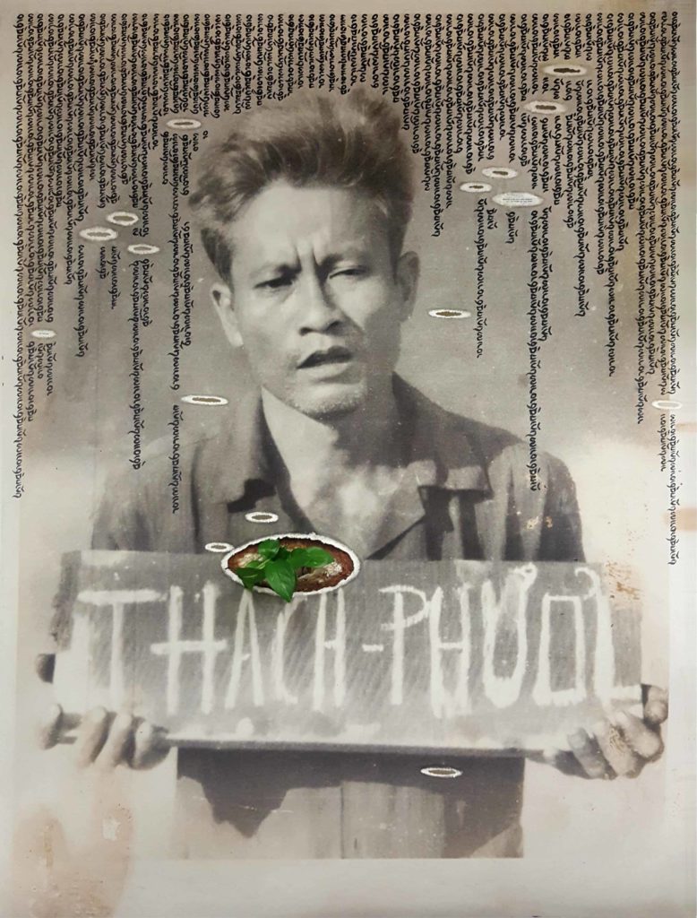 Artist Trinh Mai creates a work centering around a photograph of her father-in-law when he was a prisoner of war in Vietnam. Image courtesy of the artist.