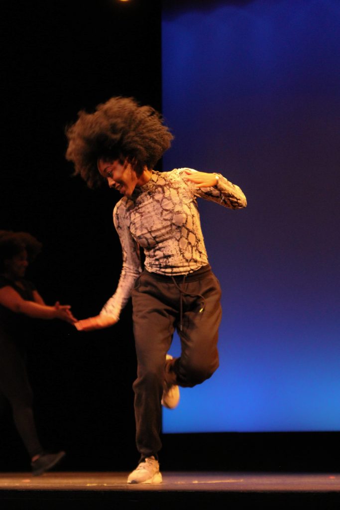 A dancer from Soul Step performs in a tradition of African dance and pecussive rhythm.