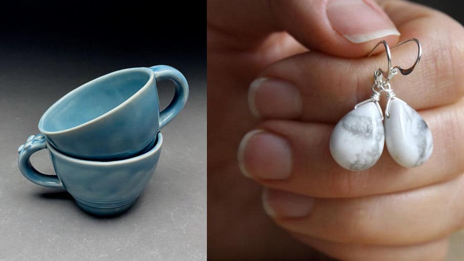 IS183 will open a popup holiday artisan market with works like Ben Evans' sky blue mugs and Amy DiLalla's white howlite earrings.