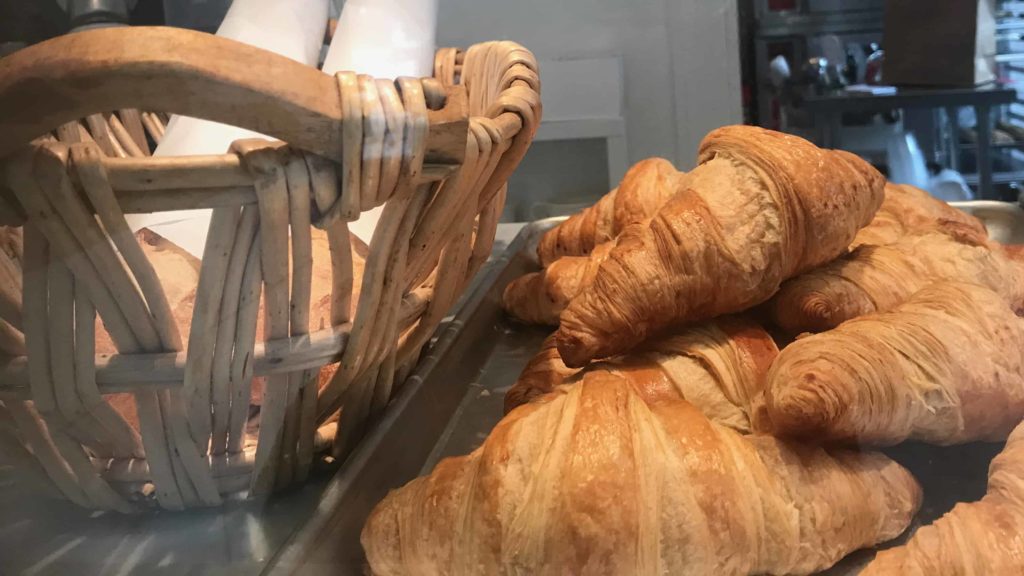 Croissants wait on the counter in the sun at the Lost Lamb bakery and cafe in Stockbridge.