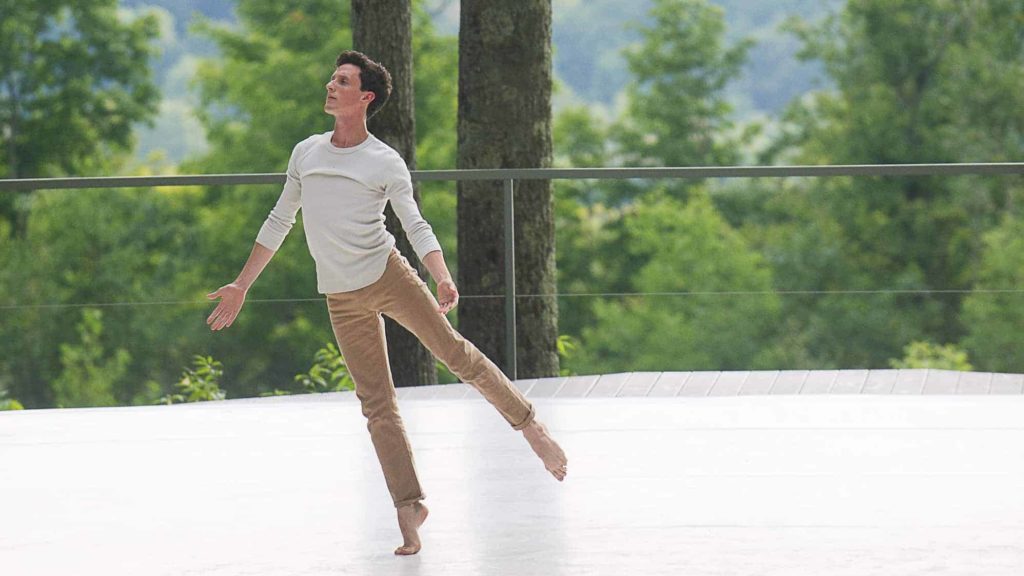 Adam H Weinert performs on the Inside / Out Stage at Jacob's Pillow. Press photo courtesy of the Pillow.