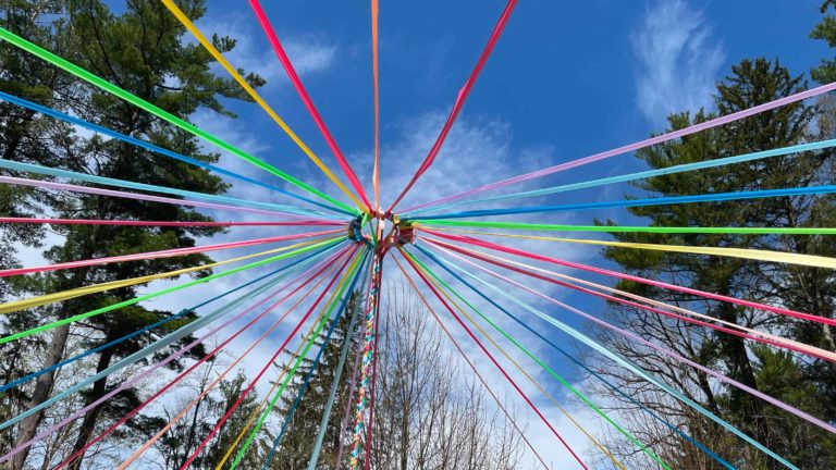 A May pole greets the spring at the first Daffodil Festival at Naumkeag in Stockbridge.
