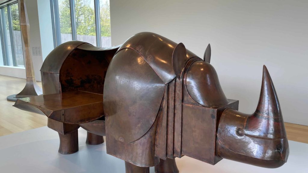 François-Xavier Lalanne's Rhinoceros Desk stands at the entrance to Nature Transformed at the Clark Art Institute.